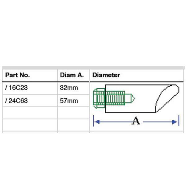 Screw Base Tips 16mm diameter 5/16 Whitworth Female Thread - C23