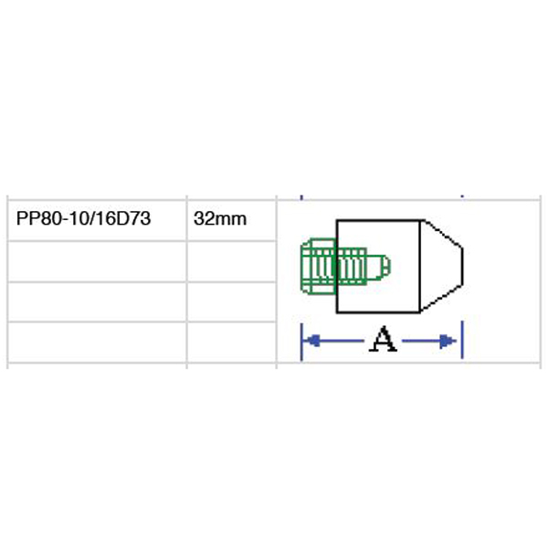 Screw Base Tips 19mm diameter 5/16 Whitworth Female Thread - PP80