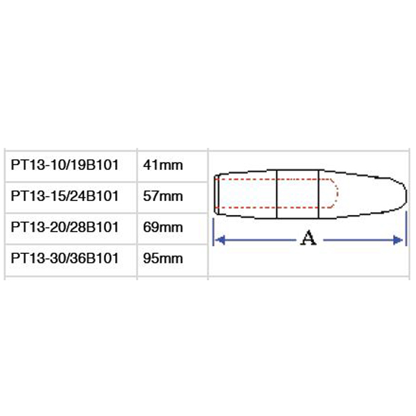WELDING ELECTRODES - 13mm 5 degree taper - PT13